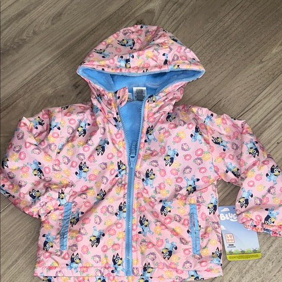 Bluey Other - Bluey & Bingo Toddler Girls Pink Floral Donut Windbreaker Jacket 2T